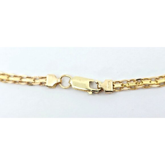 Unique 14K Yellow Gold Diamond & Blue Spinel Tennis Link Bracelet - 7.75" Length - Picture 10 of 12